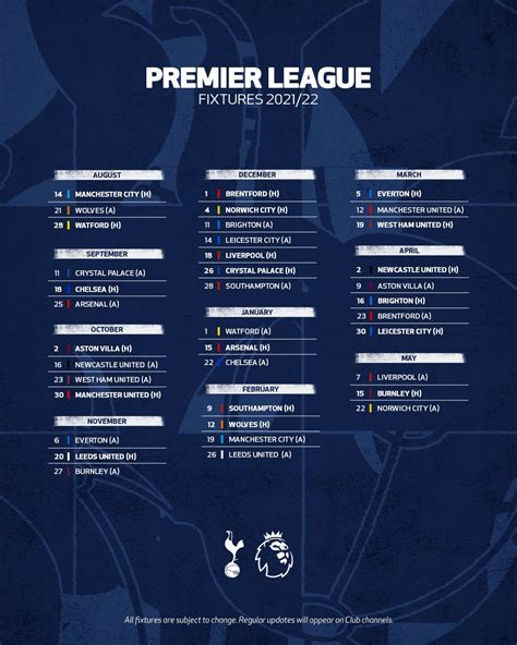 tottenham hotspur schedule 2021